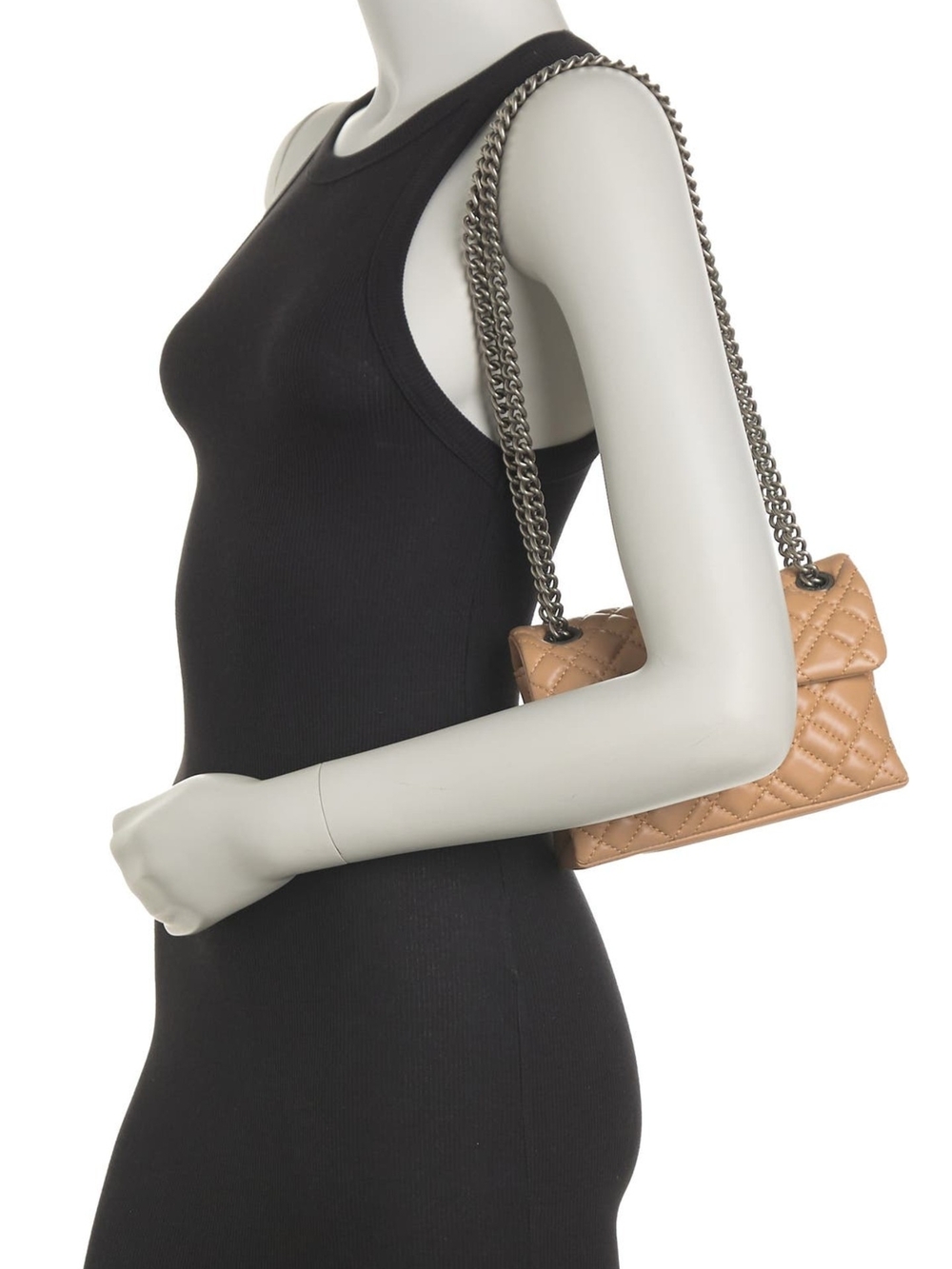 Kurt Geiger Quilted Beige Shoulder Bag with Chain Strap